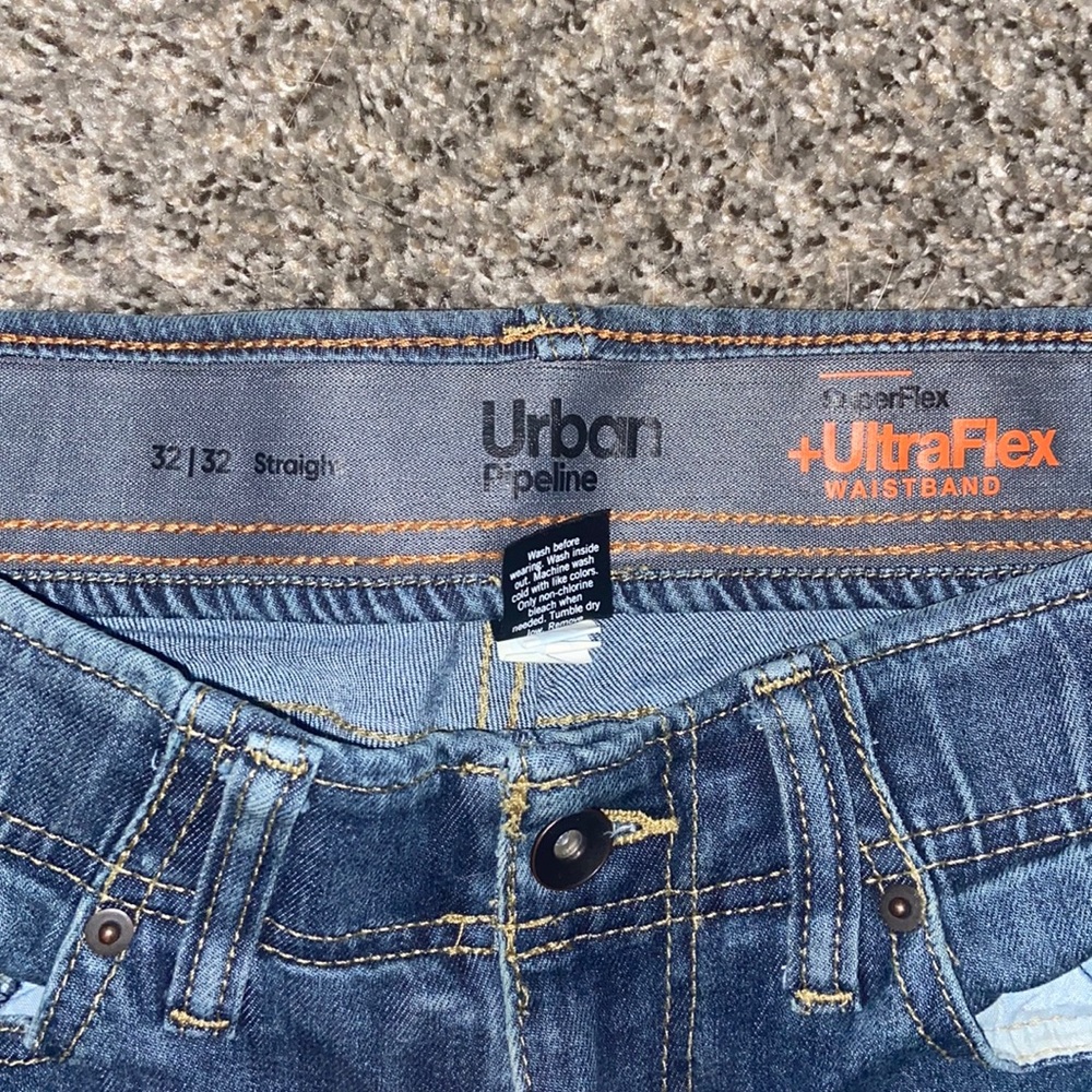 Urban Pipeline Straight Blue Jeans Ultra Flex Waistband 32/32